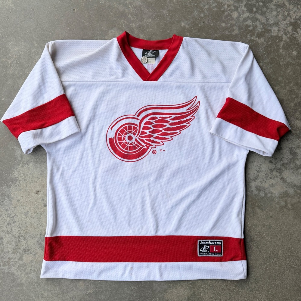 Vintage Logo Athletic Detroit Red Wings McCarty 25 Jersey Mens Large White NHL